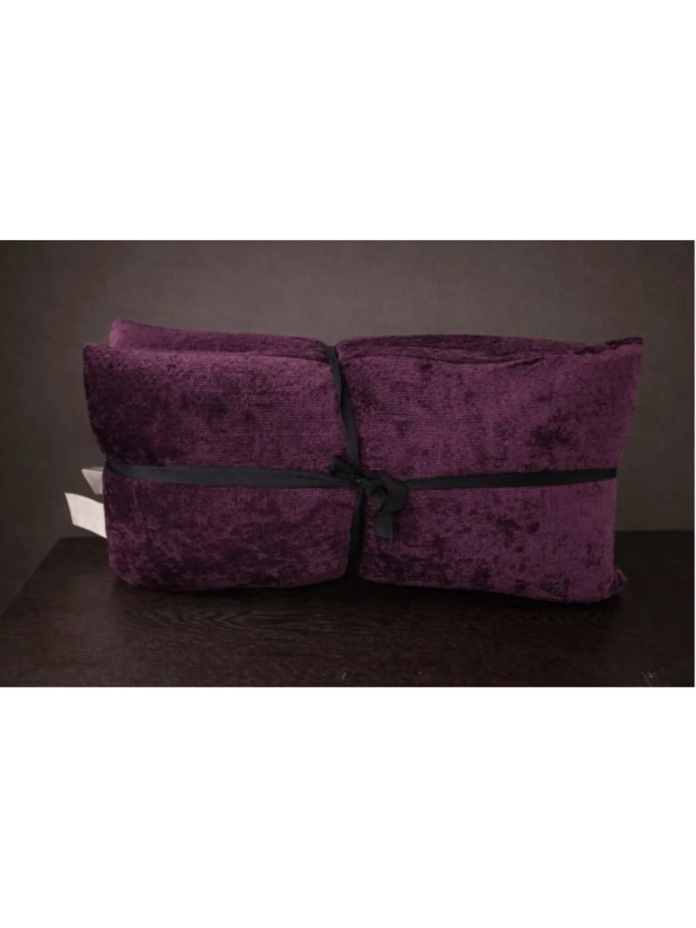 Newport Home Feather Pillow Set of 2 Chenille Crushed Violet Zippered Pillows